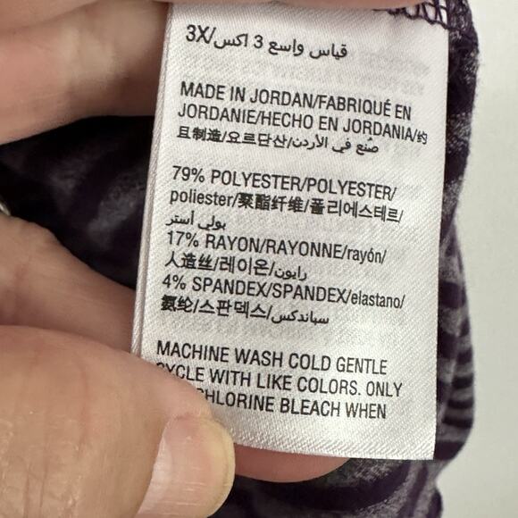 Ideology Tee Top Plus 3X Short Sleeve Active Back Cutout Eggplant Stripe NEW - Picture 6 of 11